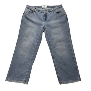 Tommy Hilfiger Hipster Jeans Womens 16 Denim Blue Stretch Faded Crop Boho 36x25